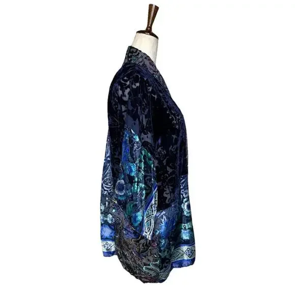 Velvet Burnout Topper Kimono Floral Patchwork WhimsyGoth - Picture 5 of 6
